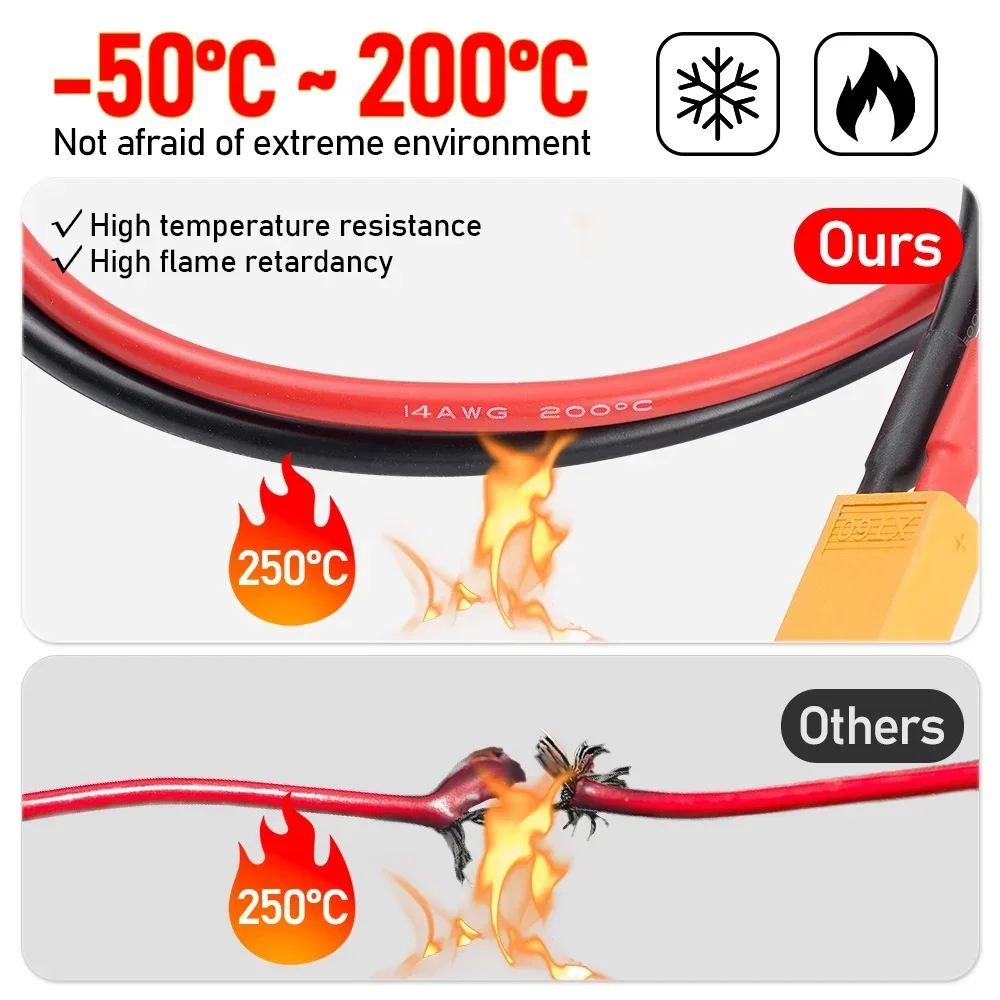 Xt60 Mannelijke/Vrouwelijke Kabel Parallelle Batterij Connector 1 Tot 3 Siliconen Draad Verlenging Y Splitter Voor Batterij Oplader Motor 14awg