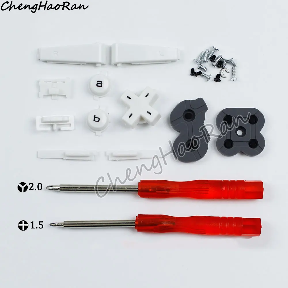 1 Satz Schraubensätze für GBM, kompletter Satz L-R-D-Pad-Tastaturtasten mit leitfähigen Gummitasten, Ersatz-Reparaturwerkzeug – Detail 8