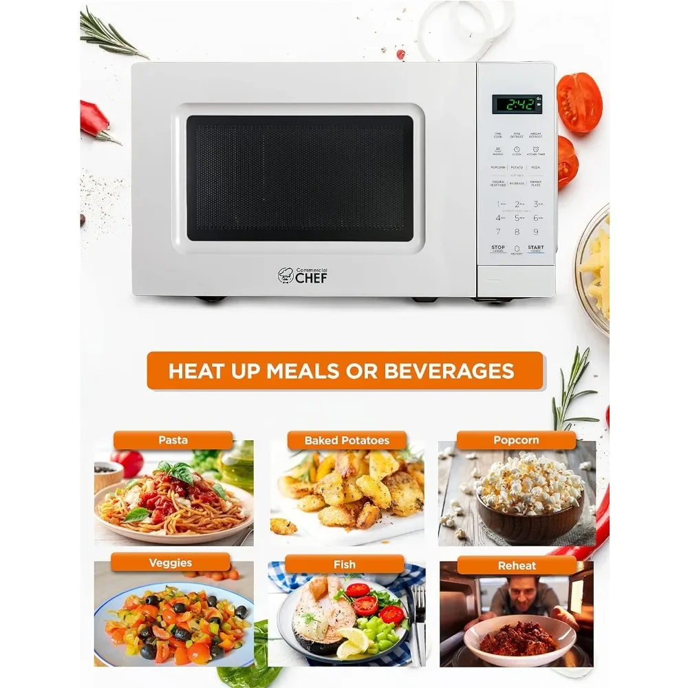 0.7 Cu Ft Microwave, 700W Microwave with Digital Display, Countertop Microwave , Programmable with Push Button, White