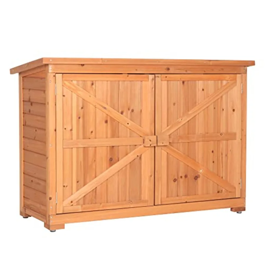 

Outdoor Wooden Storage Shed 50.4" x 19.7" x 34.6" L x W x H Extra Large Garden Shed Outside Tool Cabinet with 2 Safety Latches