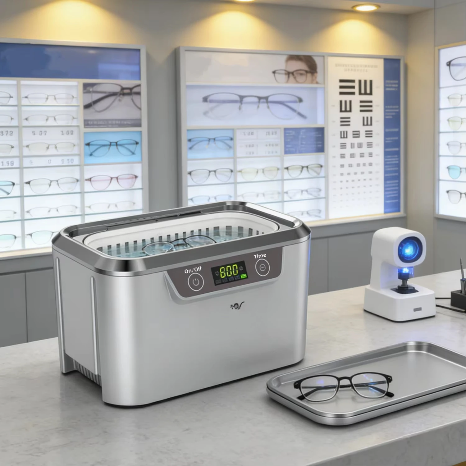 Low Noise 800ml Ultrasonic Cleaning Machine 42kHz Ultrasonic Cleaner for Eyewear Repair Workshop Parts Cleaning