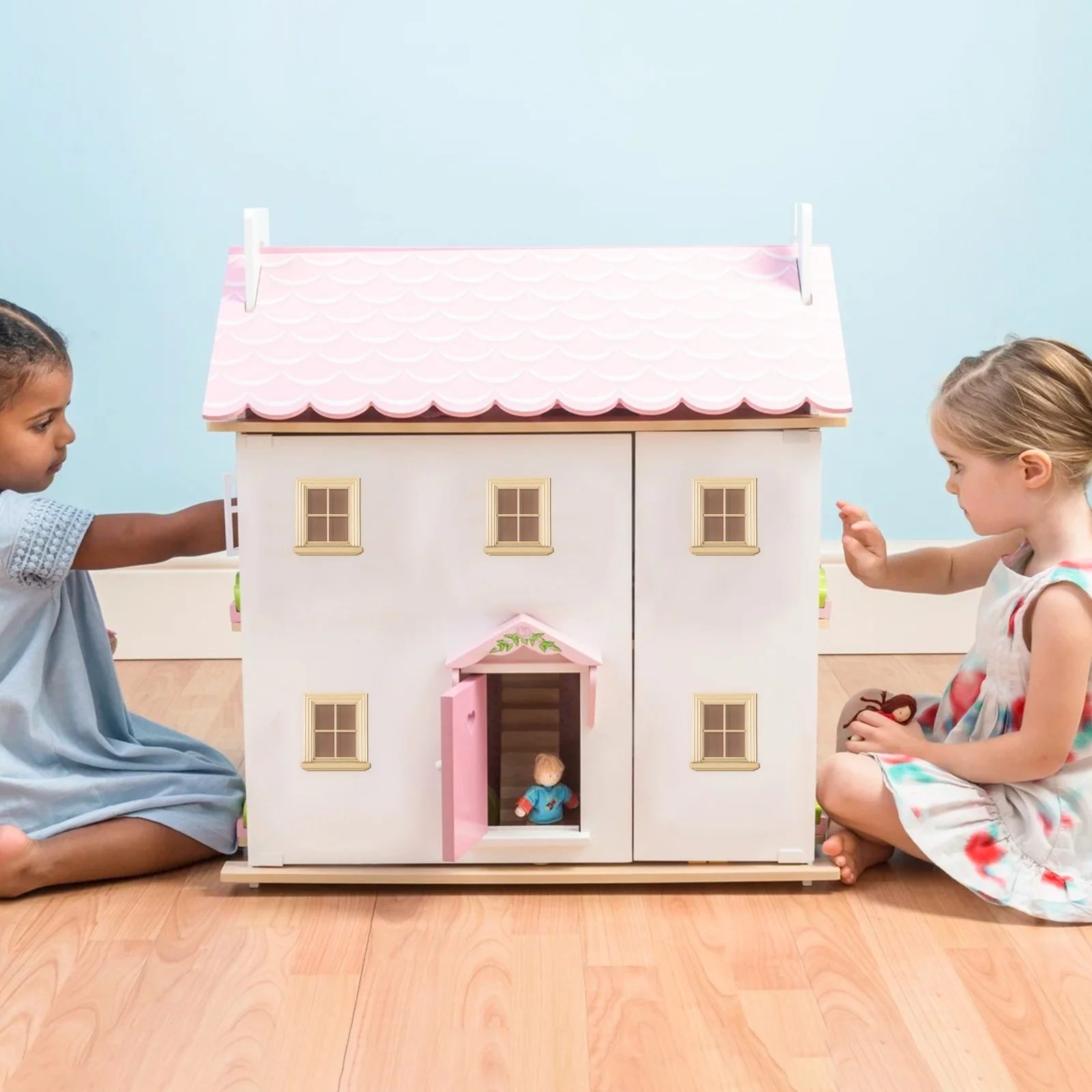 2-teiliges Fensterpuzzle mit vier Gittern für Jungen, Materialien, Kinderspielzeug, Miniaturfenster, Birkenhausmöbel