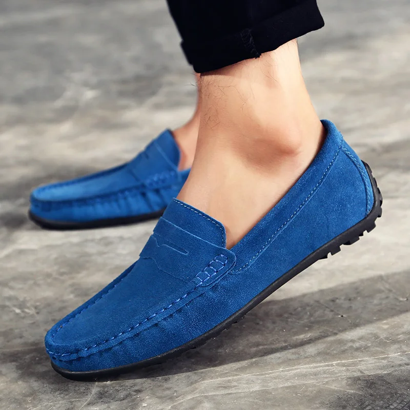 Designer Genuine Leather Cow Suede Men Shoes Luxury Brand Casual Formal Mens Loafers Moccasins Footwear Black Male Driving Shoes