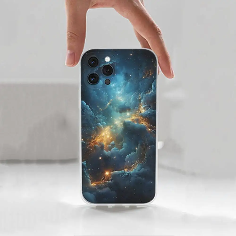 Universe Space Galaxyเคสโทรศัพท์สําหรับiPhone 16,15,14,13,12,11 Plus,Pro,Max,XR,XS,X,7,8 Plus,SE,Mini,โปร่งใส,เคสซิลิโคน