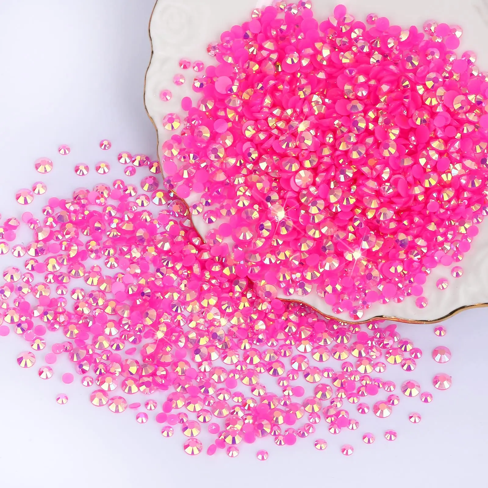 Hot Pink AB Harz-Jelly-Strass 2mm 3mm 4mm 5mm 6mm – Kunststeinperlen für Bastelarbeiten, DIY, Nagelkunst, Charms, Zubehör, Steine in Großpackung – Detail 2