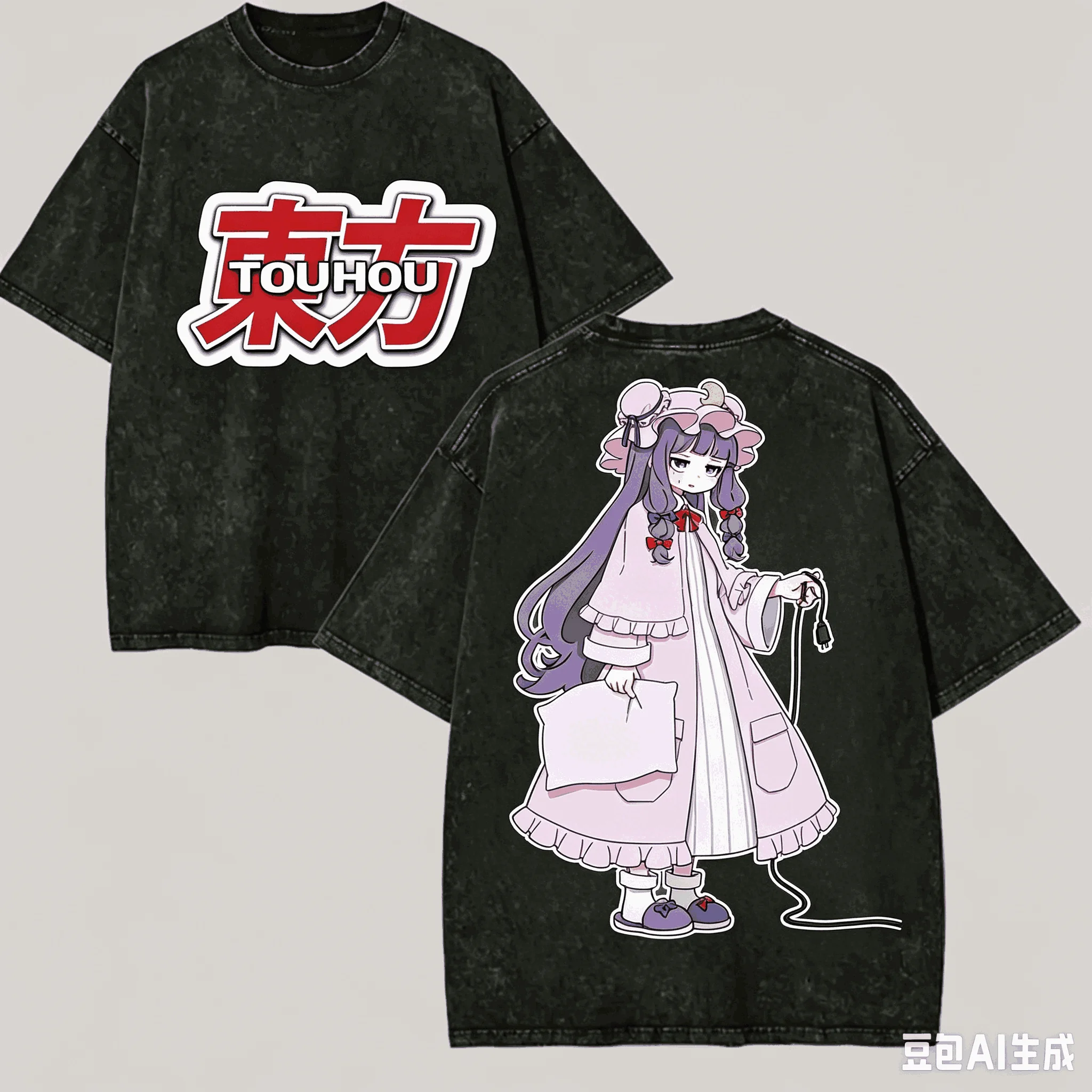 Touhou Project Washed T-shirt Anime Lover Harajuku New Model Oversized Vintage Loose Streetwear Classic Unisex high quality soft
