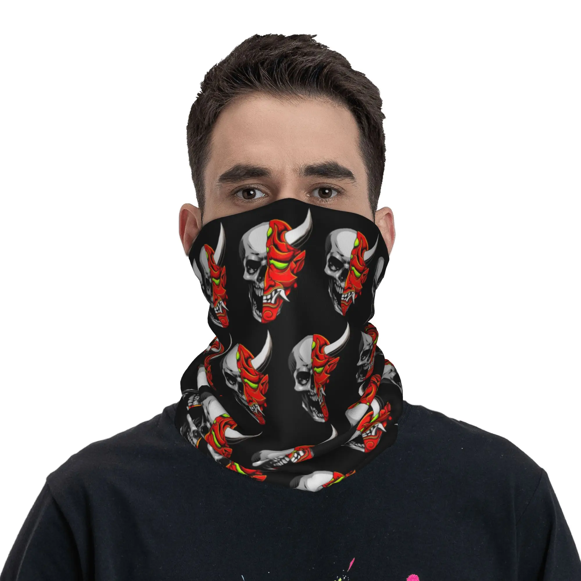 creepy japanese samurai oni ninja and geisha Bandana Neck Cover Printed Mask Scarf Cycling Scarf Cycling Unisex Adult Breathable