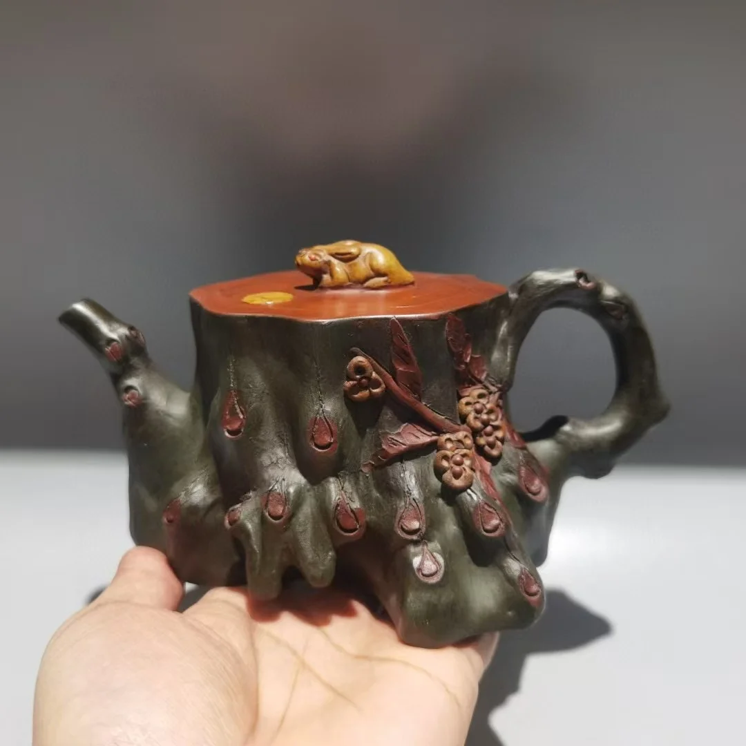 Unique Old Chinese YiXing Handcraft puyple Clay Teapot,Rabbit shape, with mark, Free shipping