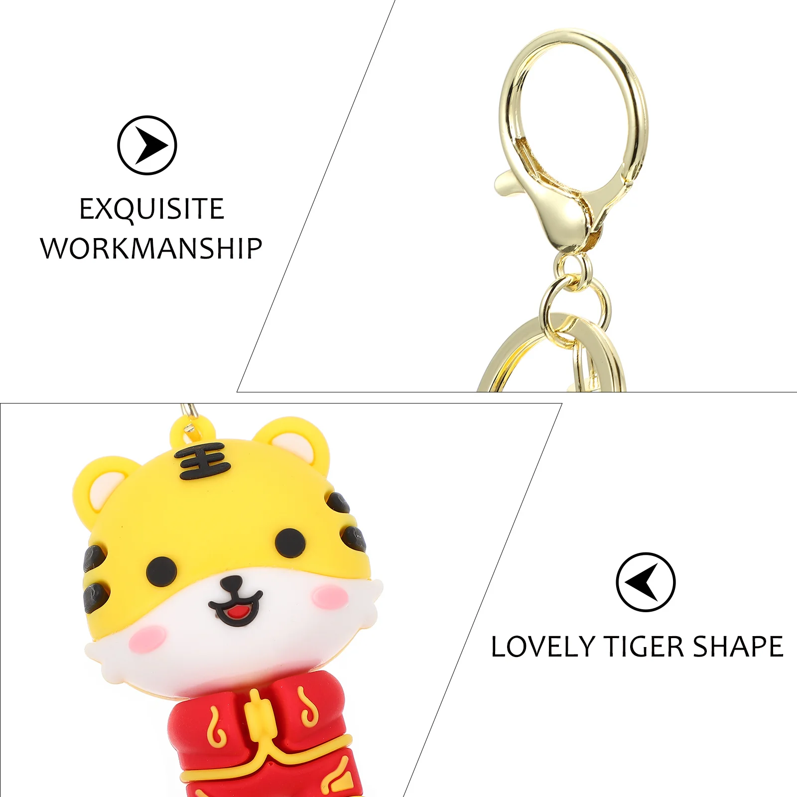 

Lovely Tiger Shaped Keychain Pendant Bright Color Bag Decoration for Girls Festival Gift Key Ring Charm Tiger Keychain Pendant