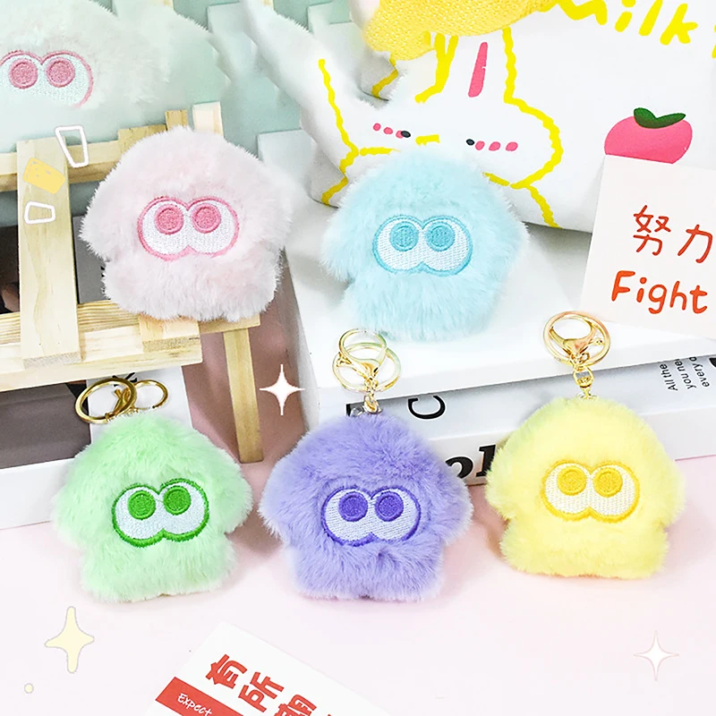 LLavero de peluche de dibujos animados, colgante de mochila de Animal Kawaii, muñeco de juguete de peluche suave, color naranja y rojo