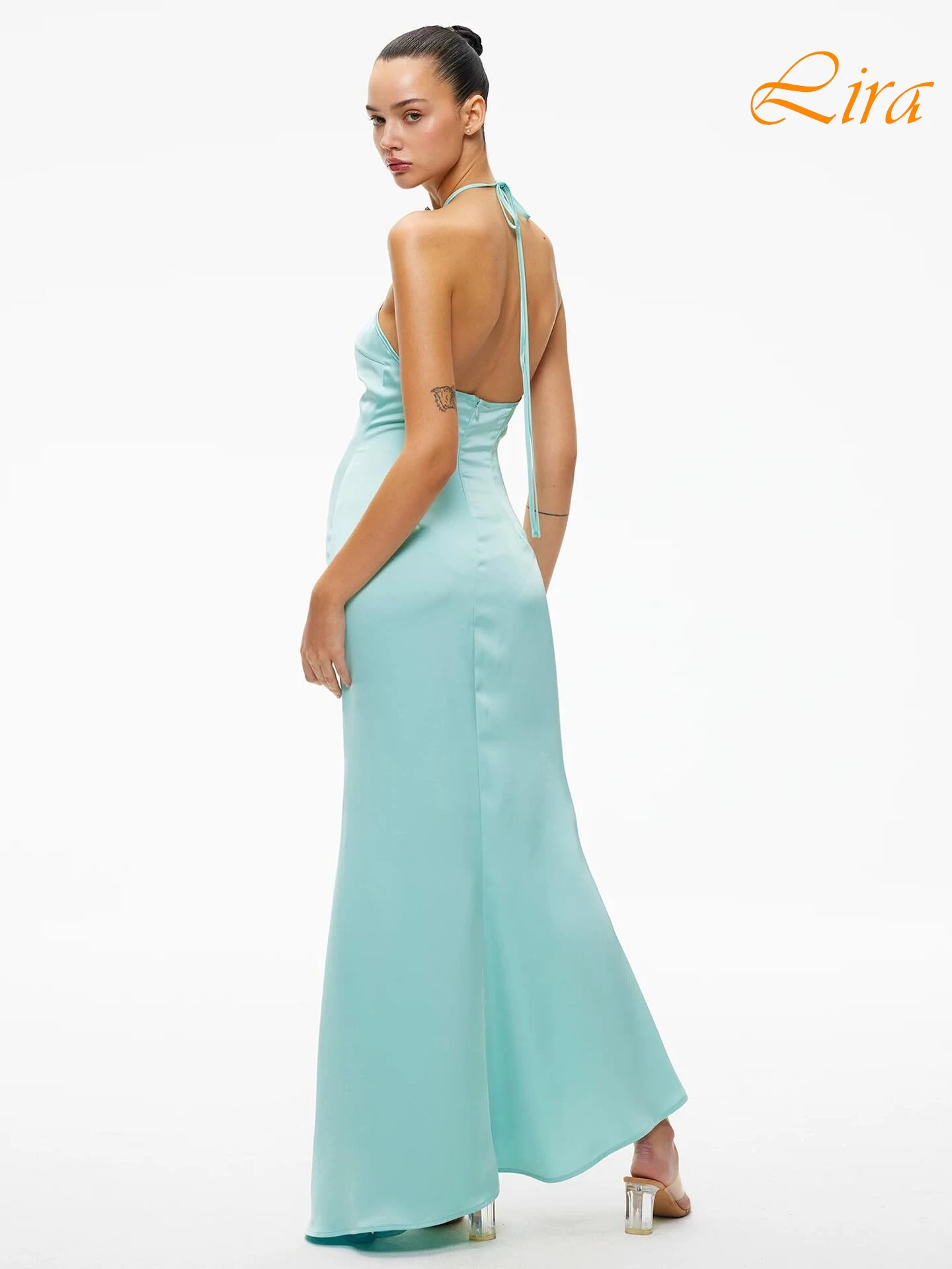 تخصيص مستقيم الرسن بلا أكمام فستان سهرة أنيق دقيق جودة عالية مخصص فساتين المناسبات الحديثة فساتين المشاهير #2