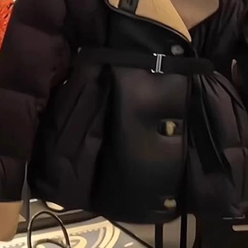 여성용 블랙 후드 코튼 코트 2026 겨울 신상 슬림 웨이스트 파카 패딩 캐주얼 재킷 시크 롱 슬리브 방풍 아우터웨어