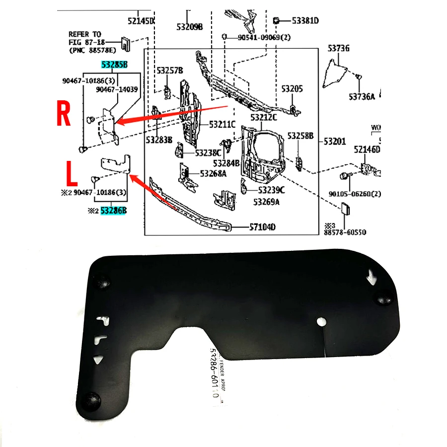 

1 шт. Защитный уплотнитель боковой части радиатора/задней части фары от грязи 53286-60110/53285-60140/53285-60170 для Land Cruiser LC150