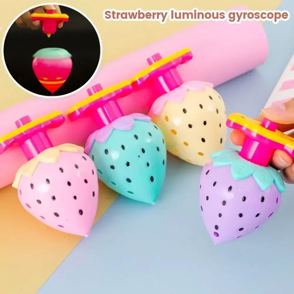 Kids Strawberry Shape Gyroscope Toy Exquisite Gift Color Random Rotatable Gyro Flash Toy Launching Toy Gift