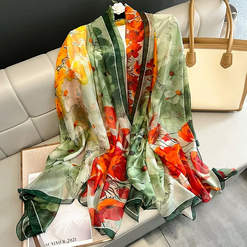 2023 Oversize 180*135cm Summer Pareo Chiffon Muffler Scarf Women Outdoor Sunscreen Shawl Wrap Soft Bandanna Foulard Female beach