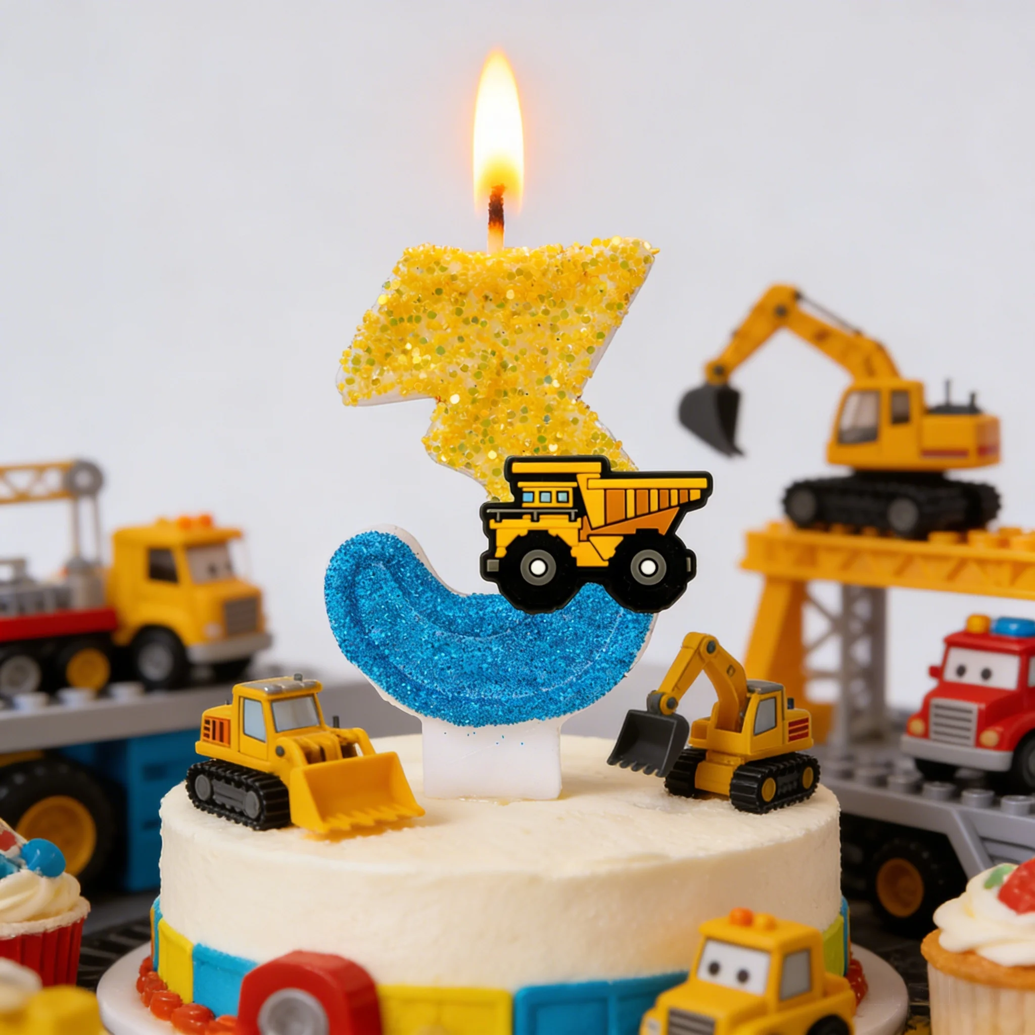 Bagger-Kerzen Baufahrzeug-Themen Geburtstagstortenkerzen Dekorationen für Kinder Jungen Ingenieur-Party Zubehör Geschenk