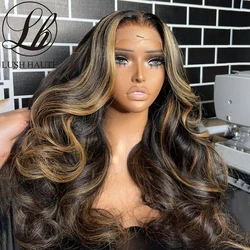 Body Wave Lace Frontal Wigs Highlight Lace Front Wigs  Synthetic Omber Blonde /Natural Black Colored With Baby Hair For Women