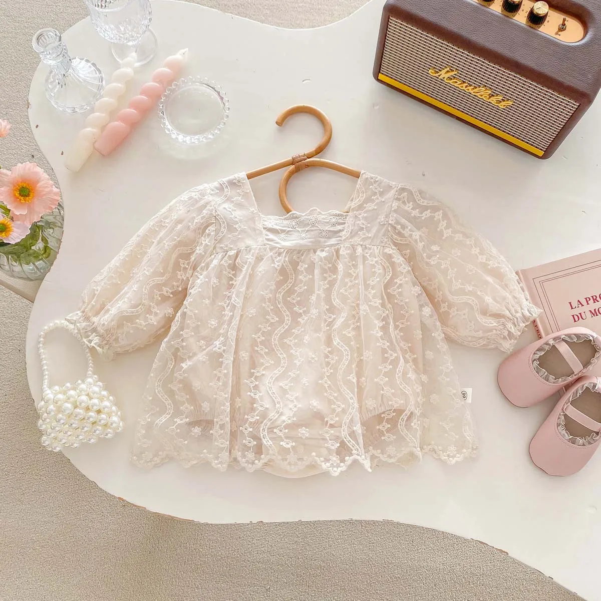 

MILANCEL Spring Baby Bodysuits Lace Girls One Piece Long Sleeve Toddler Girls Clothes