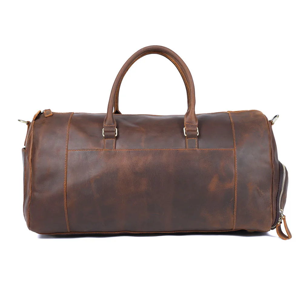 S.WORKER Luxuriöse Reisetasche aus Vollnarbigem Rindsleder im Vintage-Stil, Große Handgepäcktasche – Detail 9