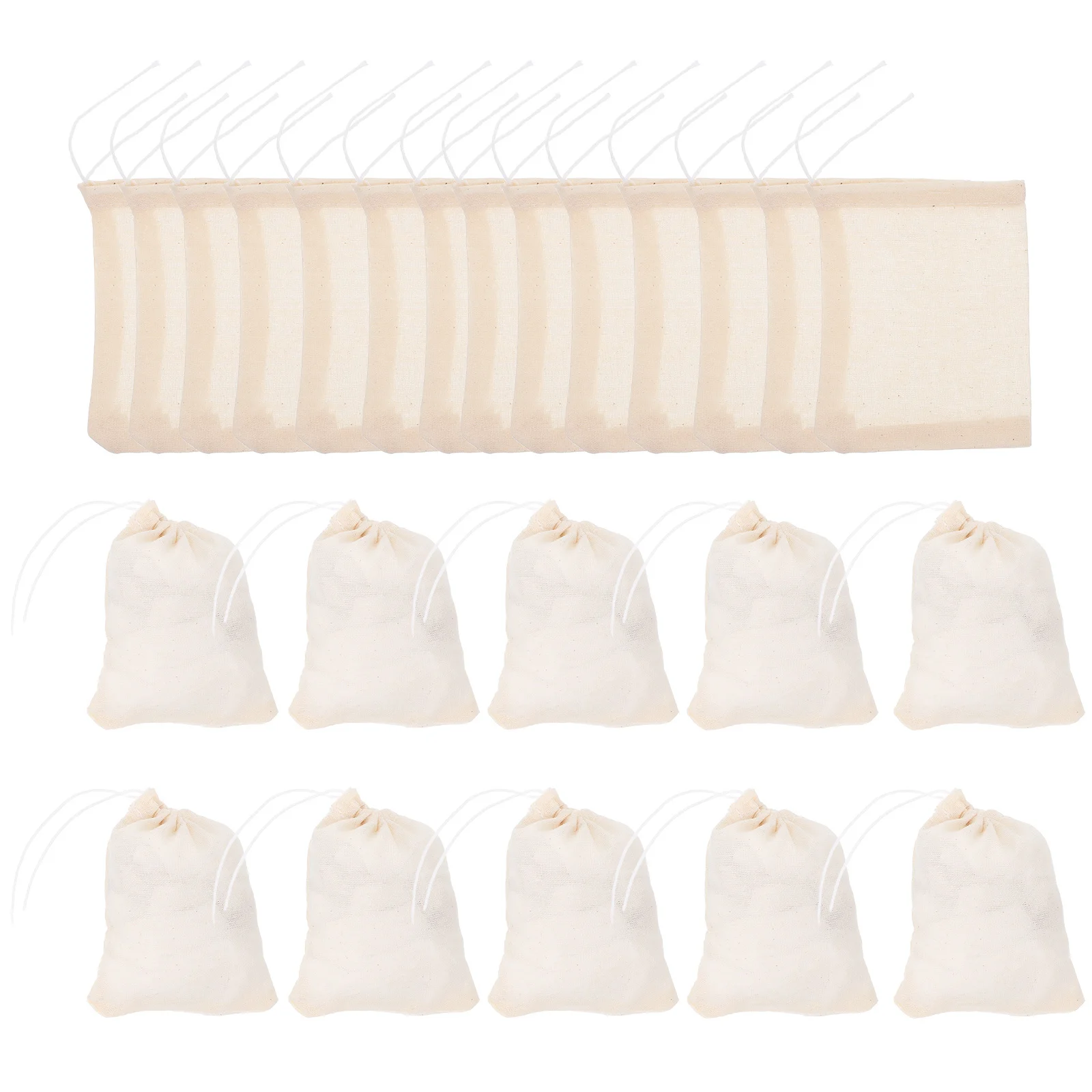 

60Pcs Herbal Decoction Bags Cotton Drawstring Muslin Bags Reusable Cooking Tea Spice Soup Filter Sachet for Home Kitchen Use