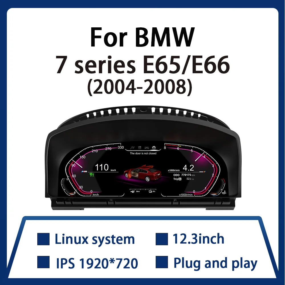 

12.3" Linux LCD Dashboard Screen For BMW 7 Series CCC E65 E66 2004-2008 Speedometer Car Instrument Digital Instrument Cluster