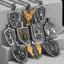 Arch Angel St.Michael Cross Wing Stainless Steel Men Necklaces Pendant Chain Amulet For Women Fashion Jewelry Gift Wholesale