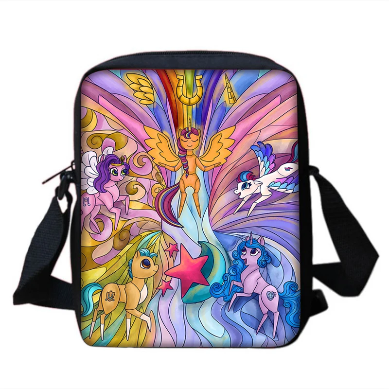 Cartoon M-My L-Little P-Pony Boy Girls Printed Shoulder Messenger Bag Child Casual Handbag Men Women Phone Bag Shopping Bag