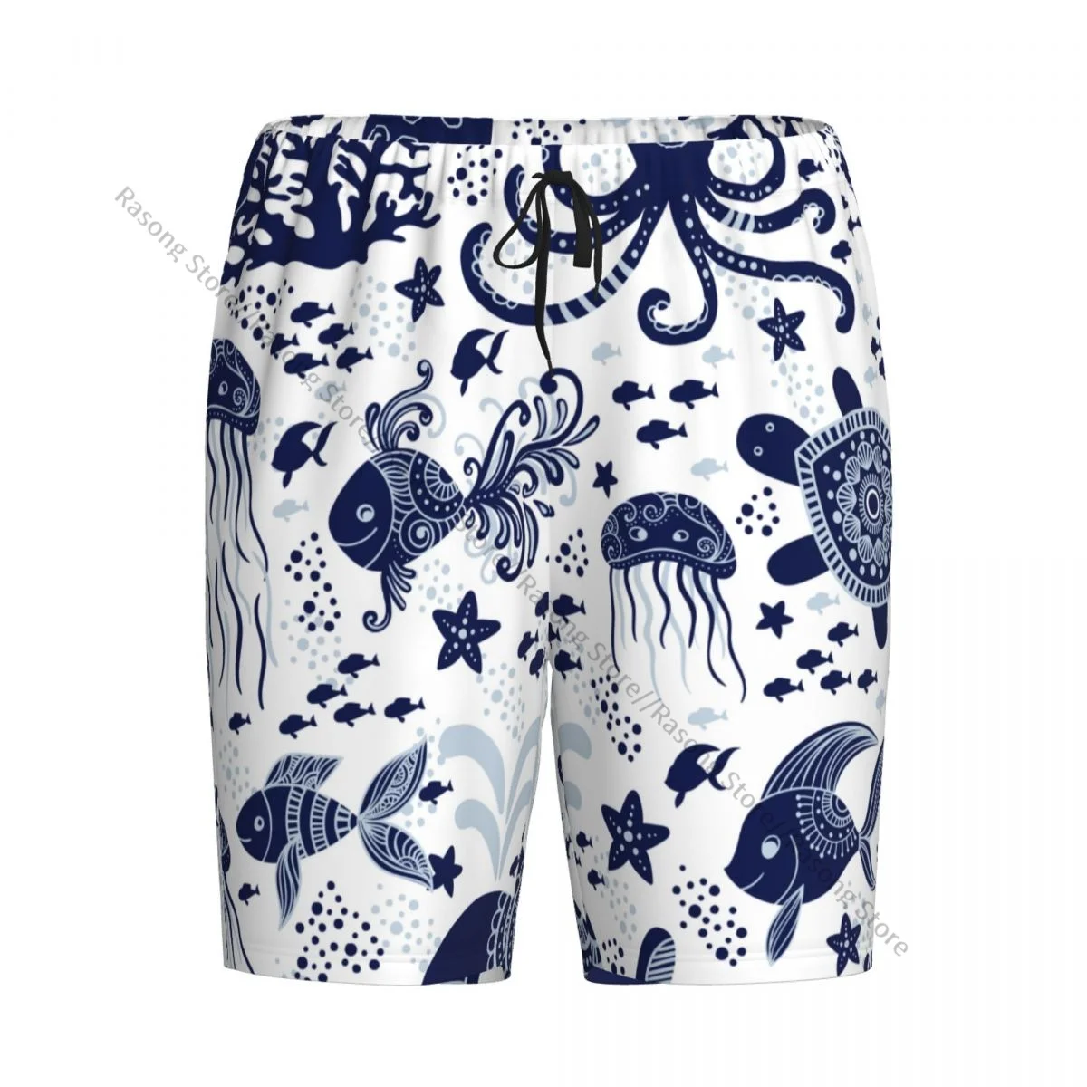 

Men's Short Sleep Pants Cute Cartoon Jellyfish Octopus Starfish And Turtles Mens Pajamas Pants Sleepwear