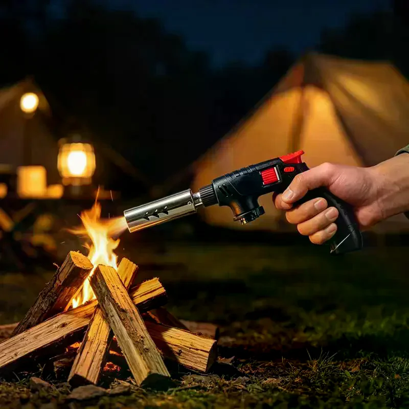 Extended Butane Gas Blow Torch Long Tube Anti-scald Handle for Outdoor Camping BBQ Welding Cooking