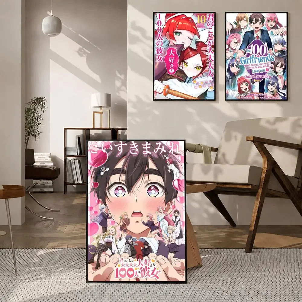 Anime The 100 Girlfriends Who Really Really Really Really Love You Poster High-definition  stickers, suitable for bedroom