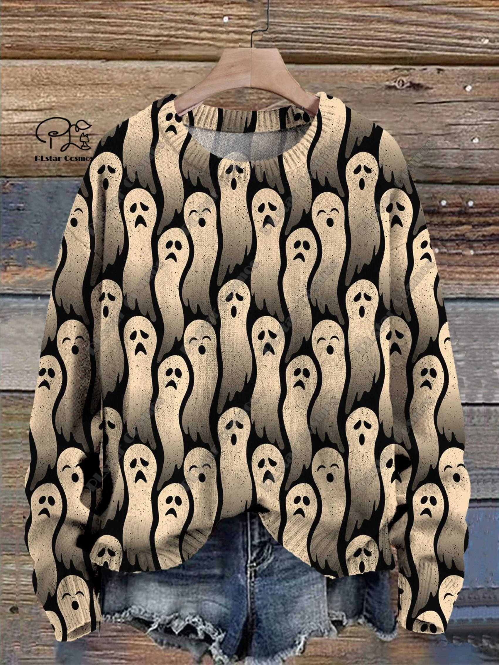 Sudadera con estampado 3D de Halloween, suéter con diseño de Calavera, fantasma, bruja, Gato Negro, calle, informal, invierno, W-9