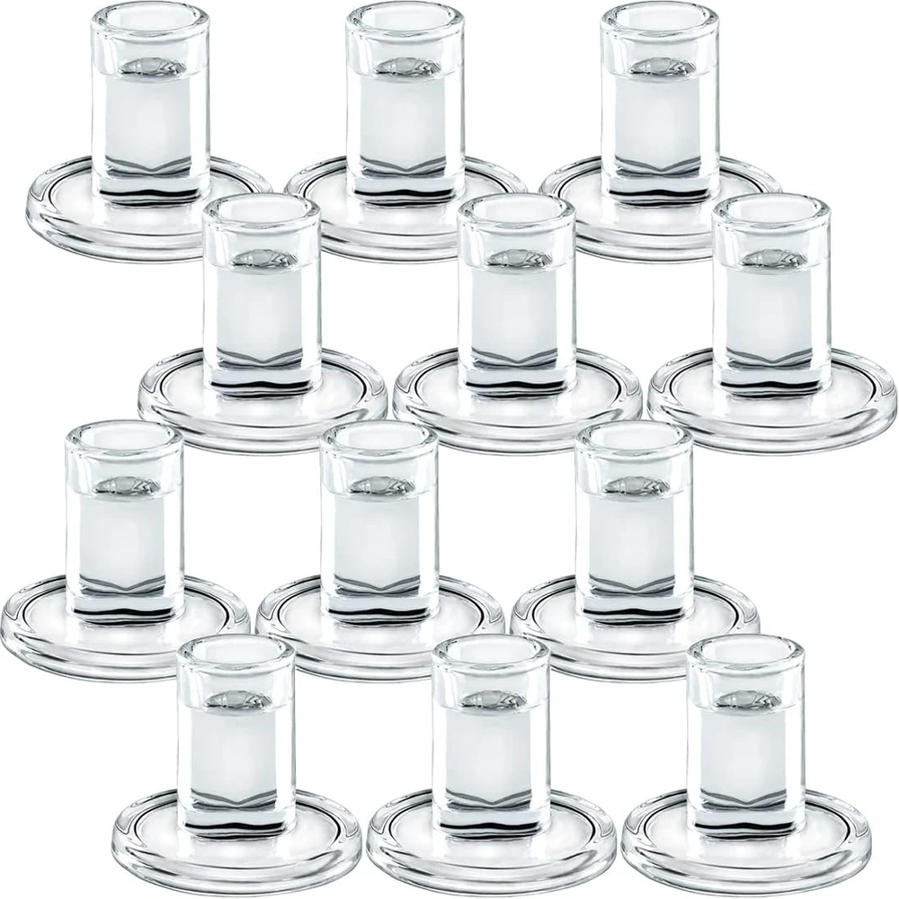 Taper Candle Holders, Glass Crystal Candlestick Holders Bulk, Clear Candle Holders for Dining Table Centerpiece