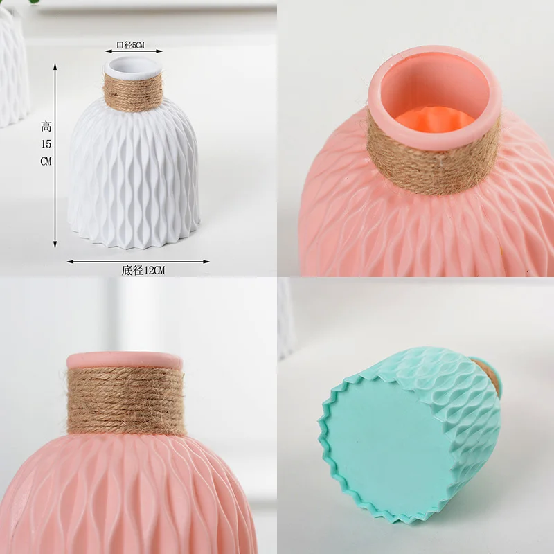 Modern Flower Vase White Pink Blue Plastic Vase Flower Pot Basket Nordic Home Living Room Decoration Ornament Flower Arrangement image 5