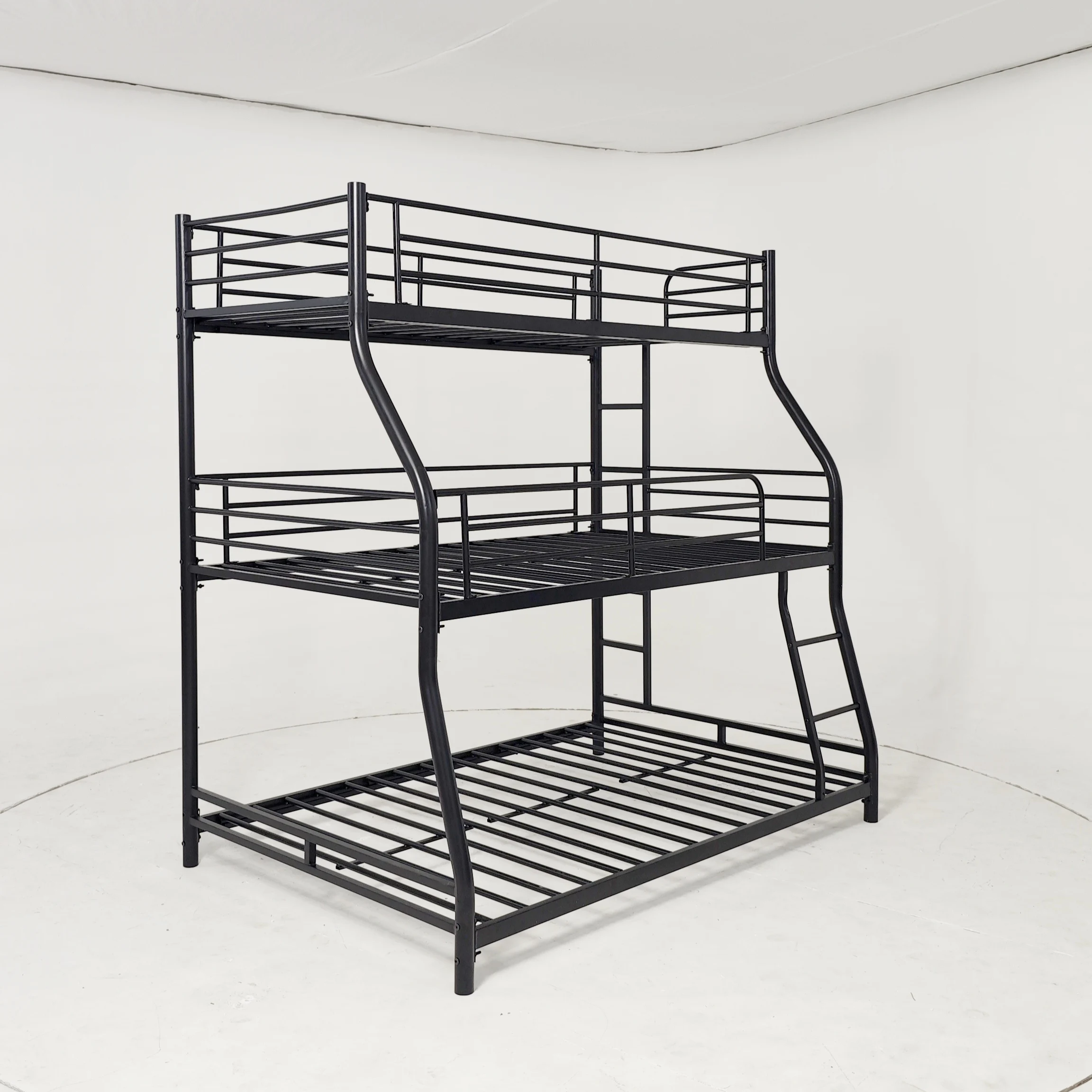 ￥%Steel Metal 3-Person Triple Bunk Bed Frame for Adult Apartments Furniture Dormitory Bedroom Loft