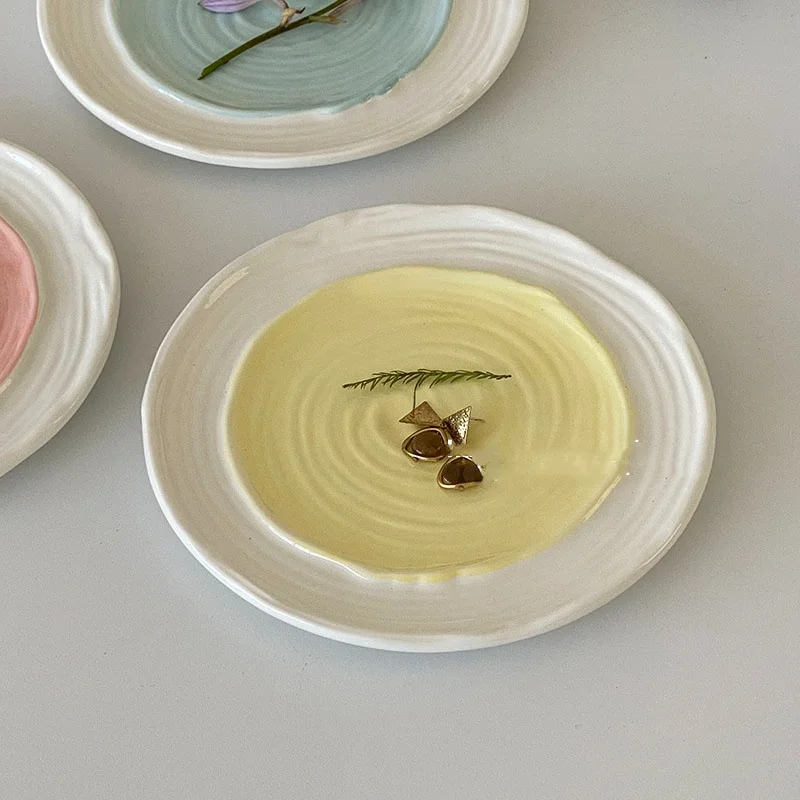 

Korea Cute Ceramic Party Plate Set Birthday Wedding Breakfast Dish Set Dessert Christmas Dishes Pratos De Jantar Full Tableware