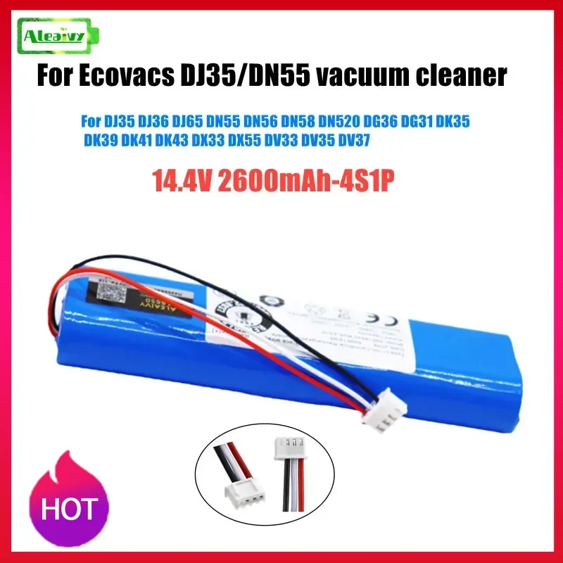 

14.4V 2600mAh Li-ion Battery Pack Replacement for Ecovacs DJ35 DJ36 DN55 DN520 DG36 DK35 DV37 Robot Vacuum Cleaner Rechargeable