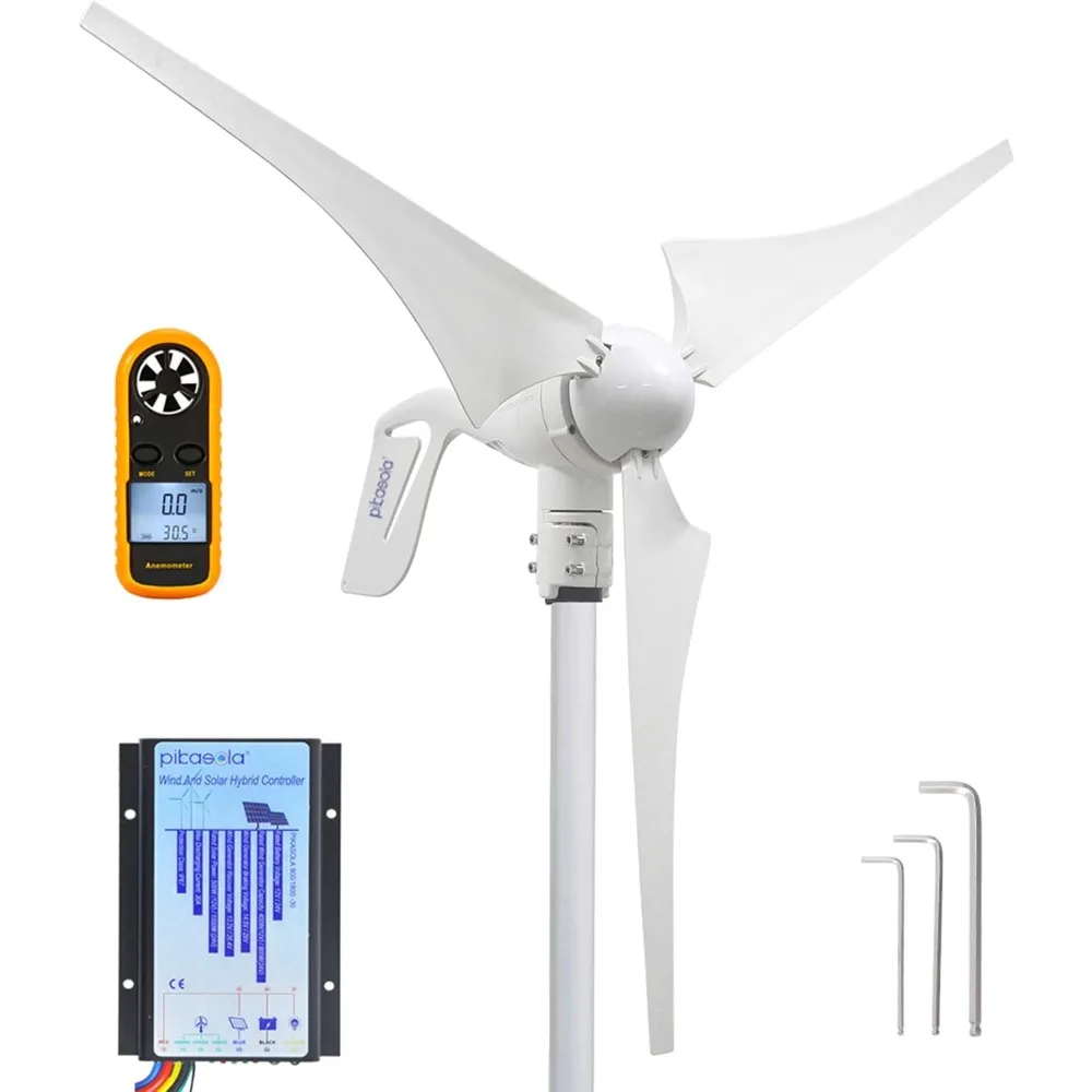 

Wind Turbine Generator 400W with a 30A Hybrid Charge Controller. Controller which can Add Max 500W Solar Panel for 12V Battery