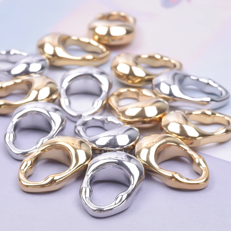 6Pcs/Lot Stainless Steel Hollow Lrregular Lava Connector For Jewelry Wholesale Textured Curved Pendant Diy Women Necklaces Parts