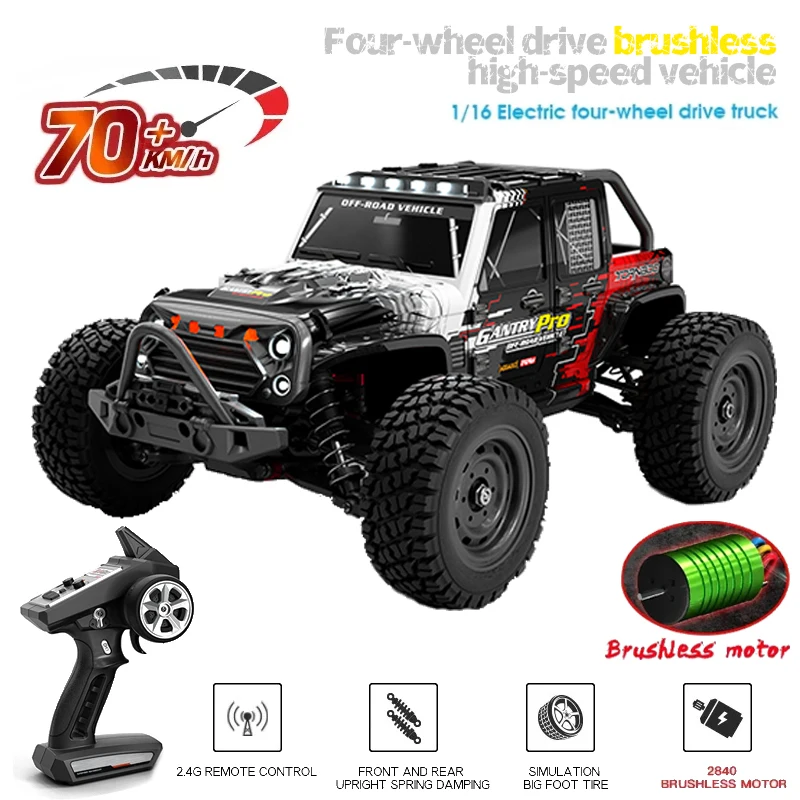 

16101 16102 16103 1:16 70KM/H OR 50KM/H 4WD RC Car With LED Remote Control Cars High Speed Drift Monster Truck for Kids Toys