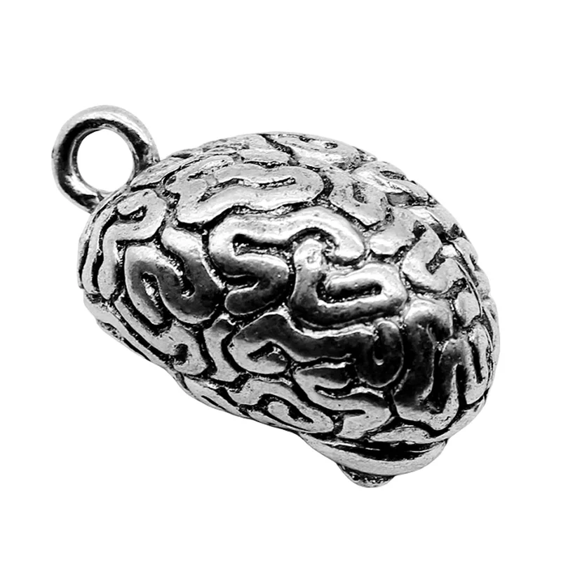2 dijes de piezas de cerebro humano, 20x35mm, colgantes de Color plata tibetana, fabricación de joyas antiguas, artesanía hecha a mano DIY
