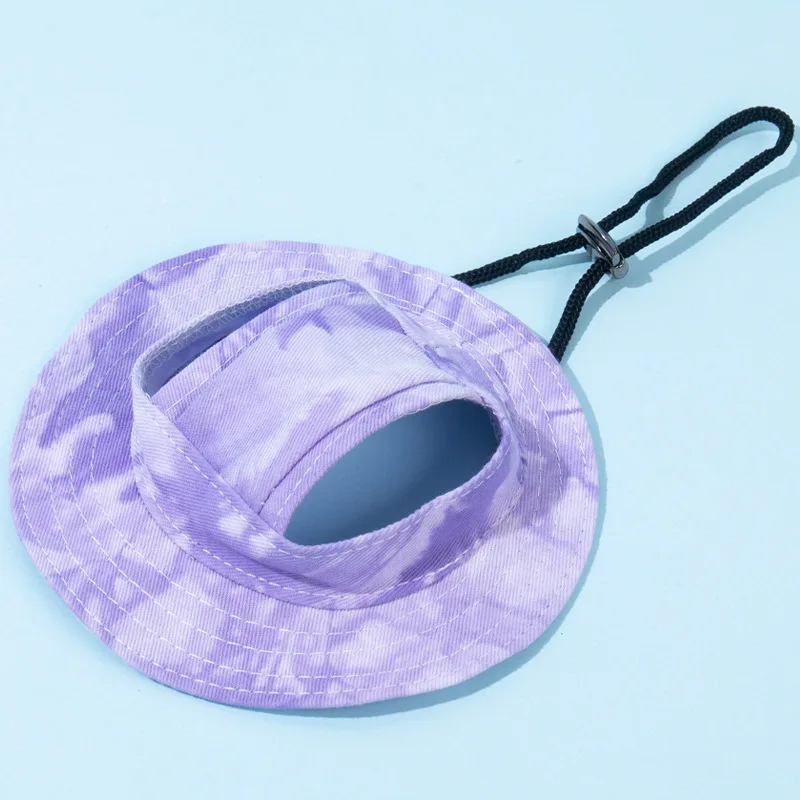 Summer Pet Sun Hat for Cat Dog with Adjustable Strap Breathable Mesh Bucket Hat for Outdoor Activity Ear-Friendly Design