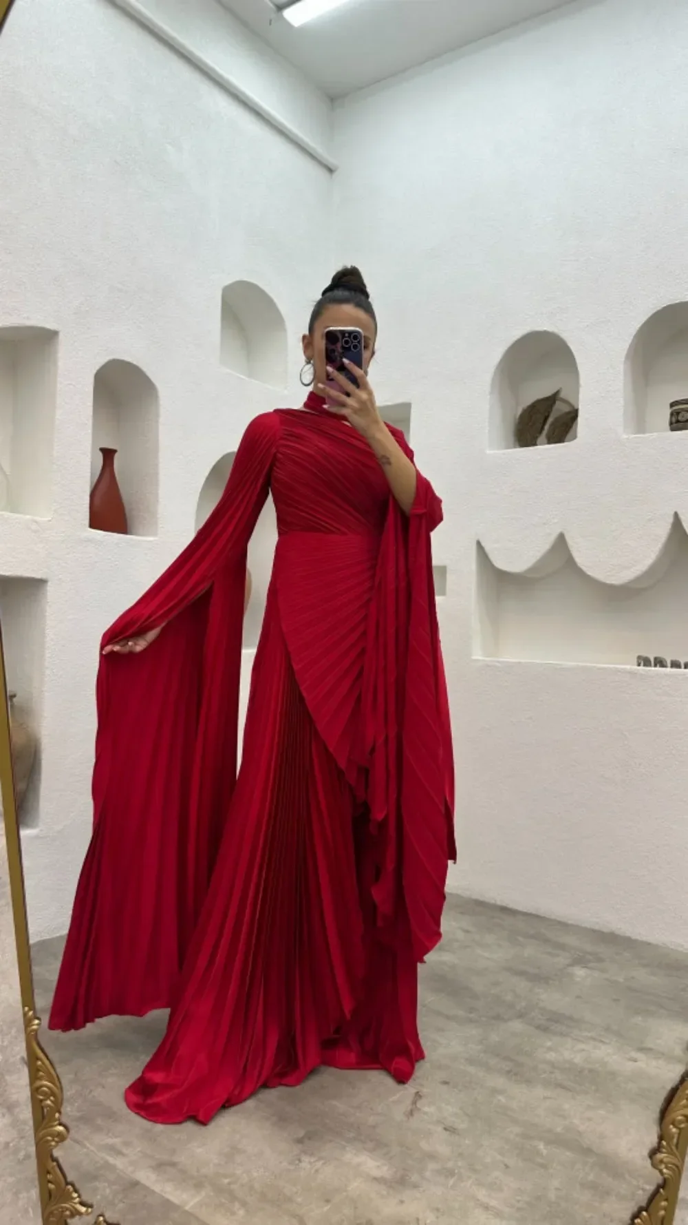 

Merida Halter Flare Sleeves Arabia Prom Dresses Pleat A-Line Bow Floor-Length Formal Occasion Graduation Dresses High quality