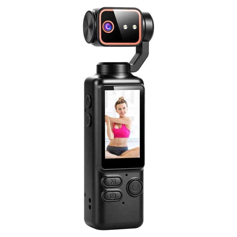 [NEW!A25P】 4K Action Camera 180° Rotate Lens Gimbal Camera 3000Mah Battery Built-In Flash Mic Travel Video Vlog Recorder