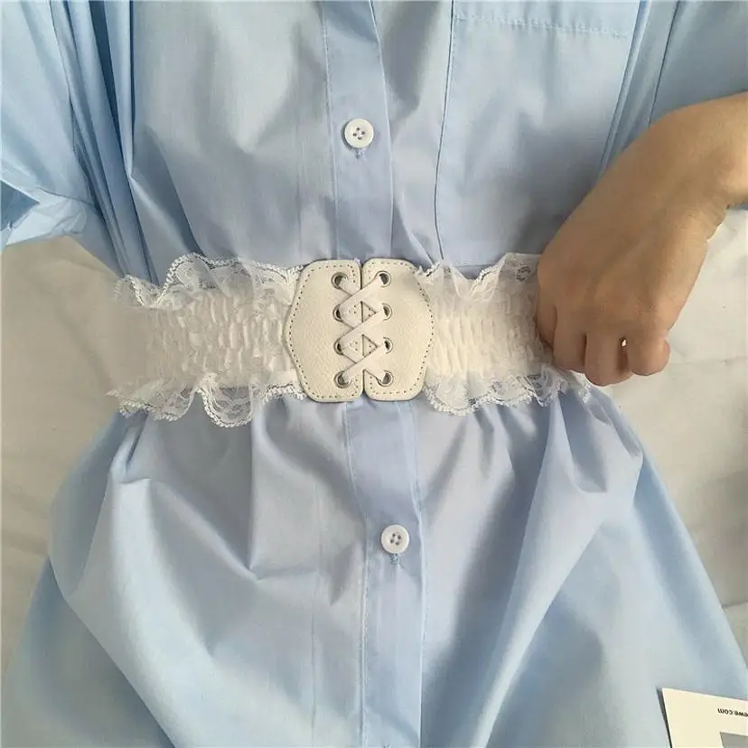 1 Pcs Lace Waist Cinching Belt Cute And Slimming Waist Cinching Belt Paired With Skirt Retro Style Women's Elastic Waistband