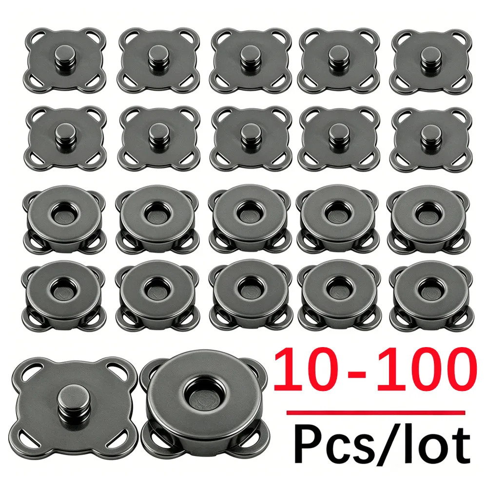 10-100Pcs Sewing Metal Magnetic Snaps Clasps for Purse Handbags DIY Making Buttons Locks Plum Blossom Pins Clothes Buttons 15mm