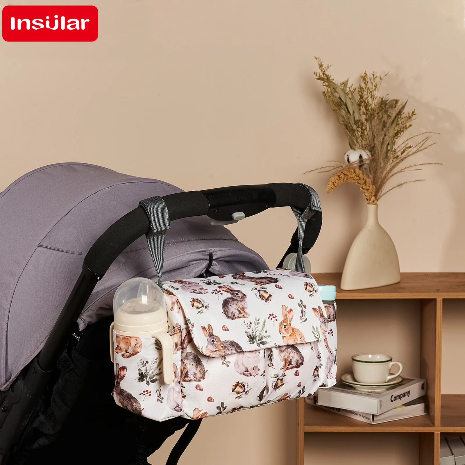 INSULAR Infant Diaper Nappy Bags Baby Stroller Hanging Packet Bottle Package Buggy Accessory Cartoon Waterproof Multi-functional