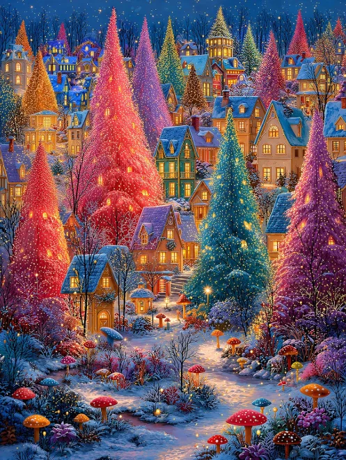 Jigsaw Puzzle 500/1000/1200/2000PCS Cozy Winter Wonderland Fairy Tale DIY Set No Frame Office Decor Thanksgiving Gift