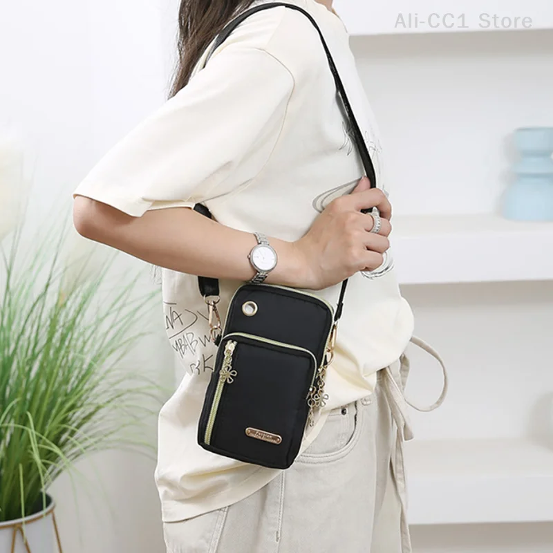 

Mobile Phone Crossbody Bags For Women Fashion Women Shoulder Bag Cell Phone Pouch Coin Bag 3 Layer Wallet With Headphone Plug