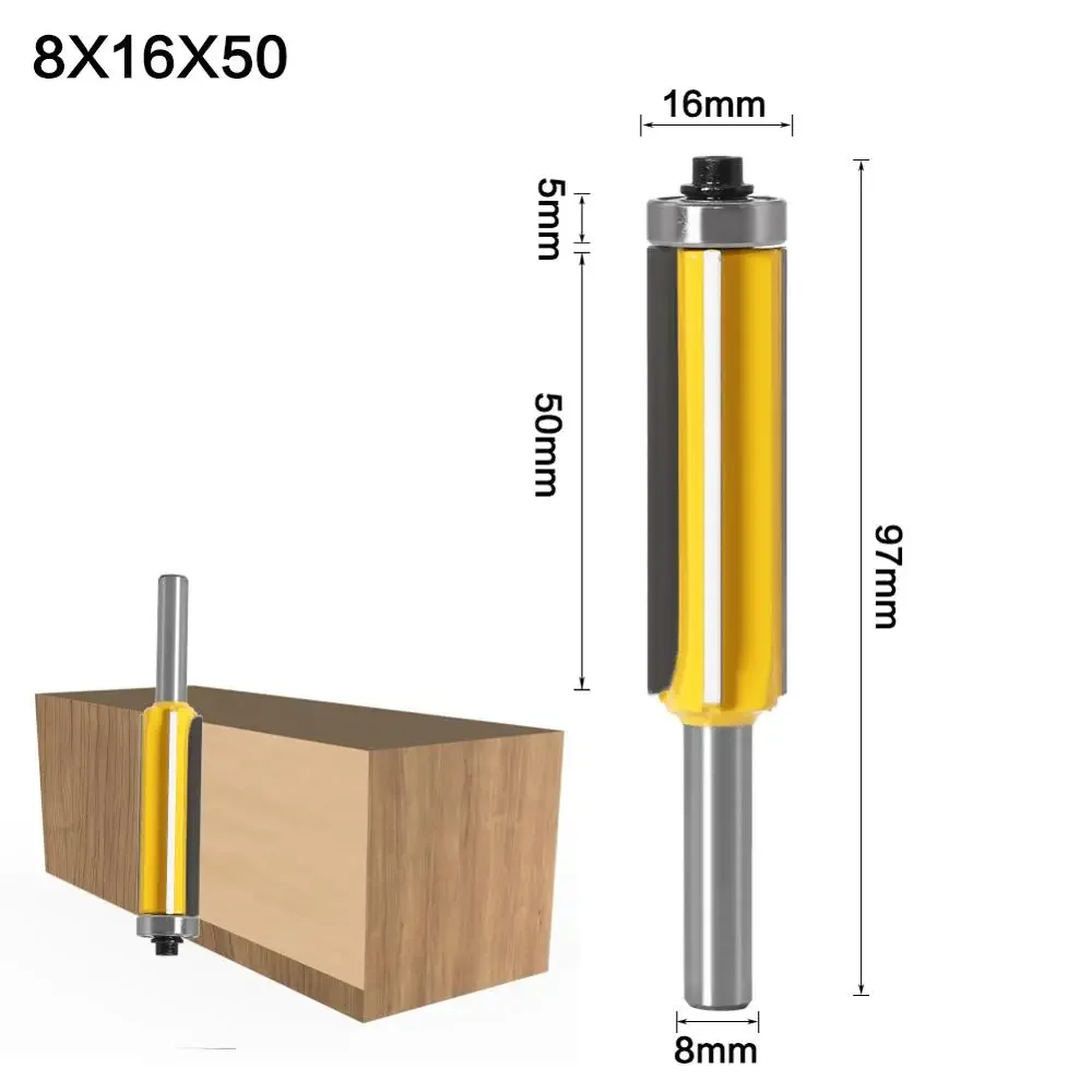8mm Flush Trim Router Bit Z4 Pattern Top & Bottom Bearing Milling Cutter for Wood Woodworking Trimming Tool