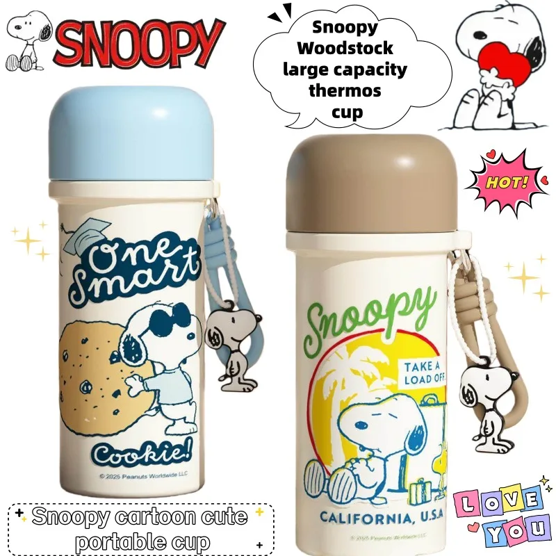 

Snoopy Woodstock Two-dimensional Large Capacity Student Double-lid Mouth Thermos Creative Cartoon Cute Suction Cup Holiday Gift